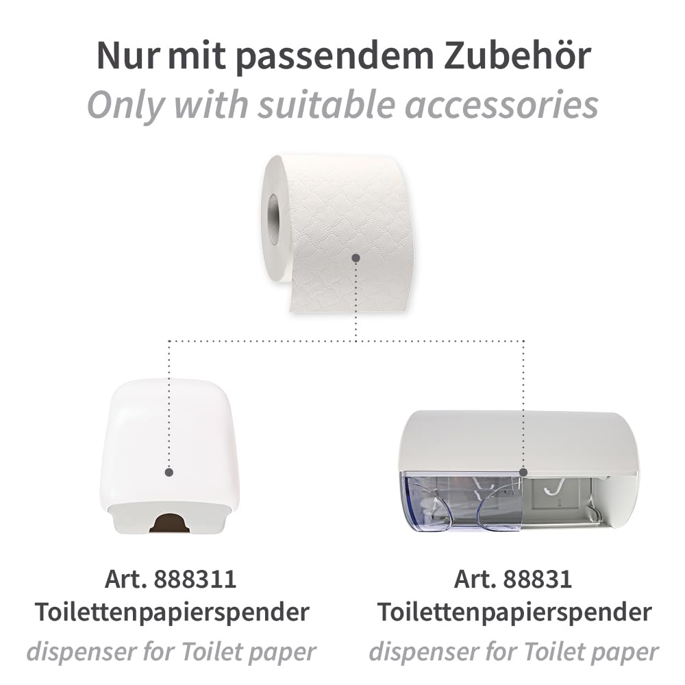 64 Stück Hygoclean Toilettenpapier, Kleinrolle, 3-lagig, weiß | Zellulose, FSC®-Mix, weiß, Abrisse: 250, L: 11,5cm, B: 9,5cm
