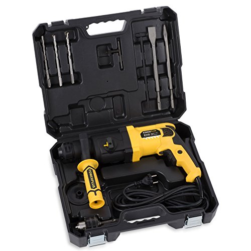 Powerplus Kombibohrmaschine POWX1170 Kombibohrer zum Bohren in Holz, Metall und Beton – Kombibohrer als Schlagbohrmaschine und Stemmhammer im Set mit Koffer sowie Meissel & Bohrer Zubehör – Bild 7