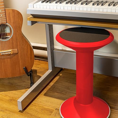 Image of Storex Wiggle Stool - Active Flexible Seating for Classroom and Home Study, Adjustable 12-18 Inch Height, Red (00302U01C)