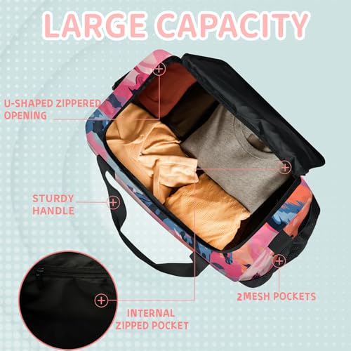 Colourful Abstract Floral Horses Travel Duffle Bag - Waterproof weekend luggage bag, men's sports and fitness bag, delivery hospital storage bag, overnight luggage bag with pull rod cover4