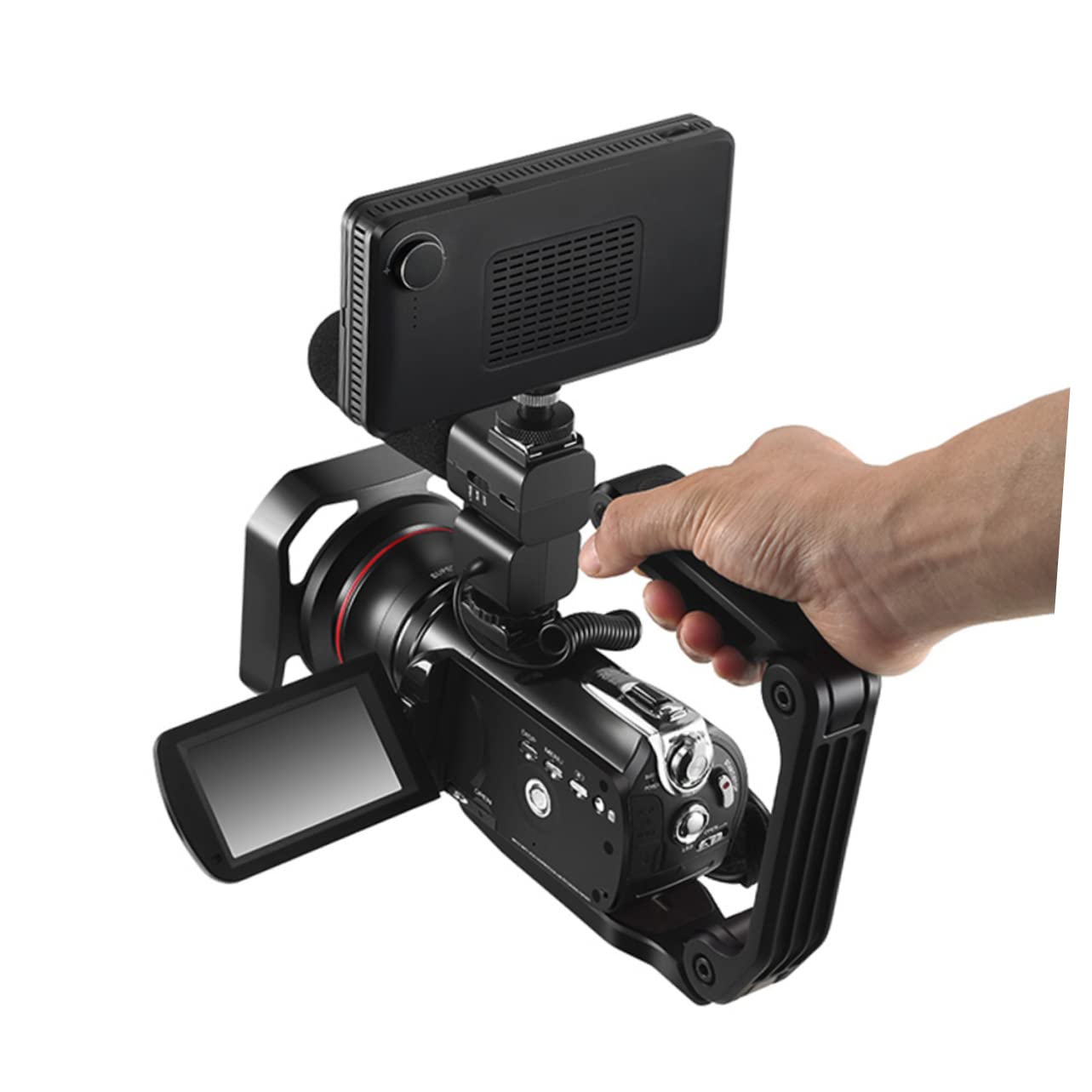 NUOBESTY Stabilizzatore per Fotocamera a Forma di U, Impugnatura Pieghevole in Nylon Pa66 e Fibra di Vetro, Foro 1/4 per Riprese a Bassa Angolazione