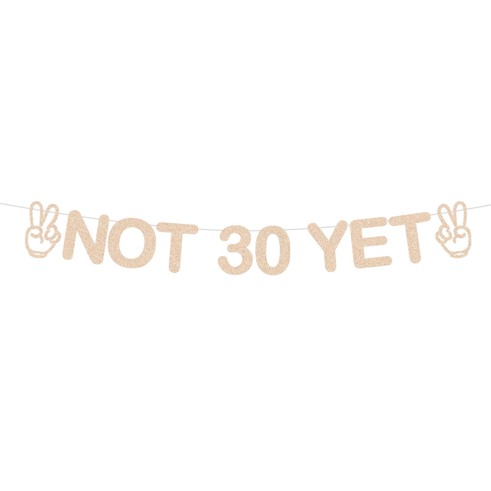 29th Birthday Party Decorations for Women, "Not 30 Yet" Banner - Premium Glittering Cardboard Hanging Sign for 29 Birthday Party, Wall & Ceiling Decor