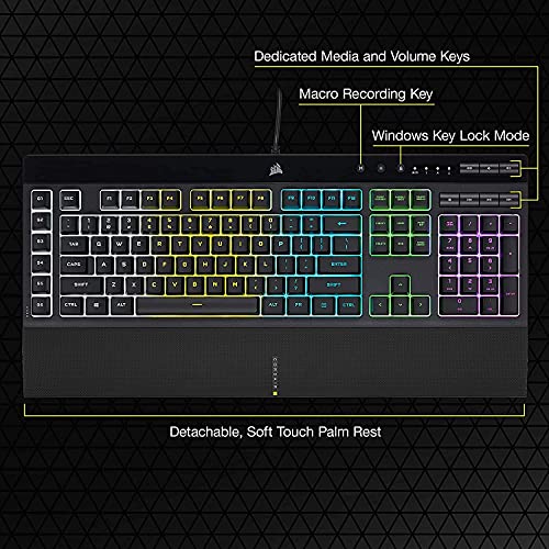 Corsair K55 RGB PRO Membrane Wired Gaming Keyboard – QWERTY US Layout, IP42 Dust and Spill-Resistant – 6 Macro Keys with Elgato Integration – iCUE Compatible – PC, Mac, Xbox – Black - image 7
