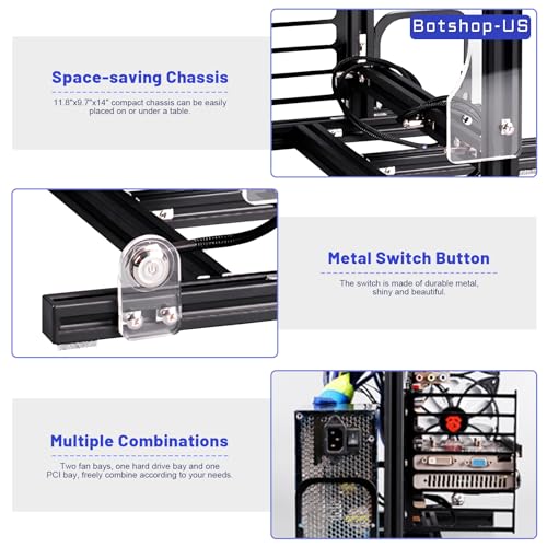 Gabinete para motherboard de aluminio DIY - Compatible con chasis ATX, M-ATX, ITX para PC miniatura 5