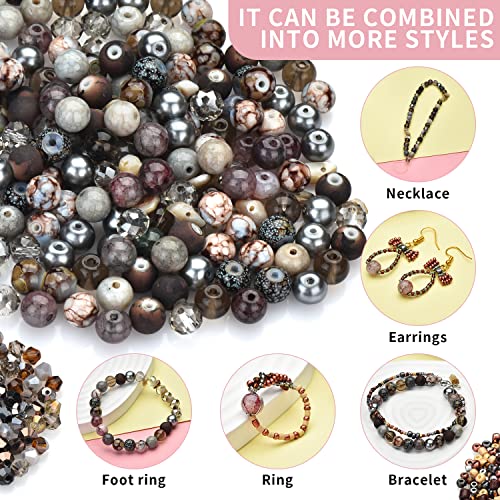Image of Rired 27 Craft Beads Bracelet Making Kit, 900pcs Grey Beads Include Assorted Glass Beads, Bicone Beads, Spacer Seed Beads for Jewelry Making, Necklace, Phone Charms and DIY Earrings