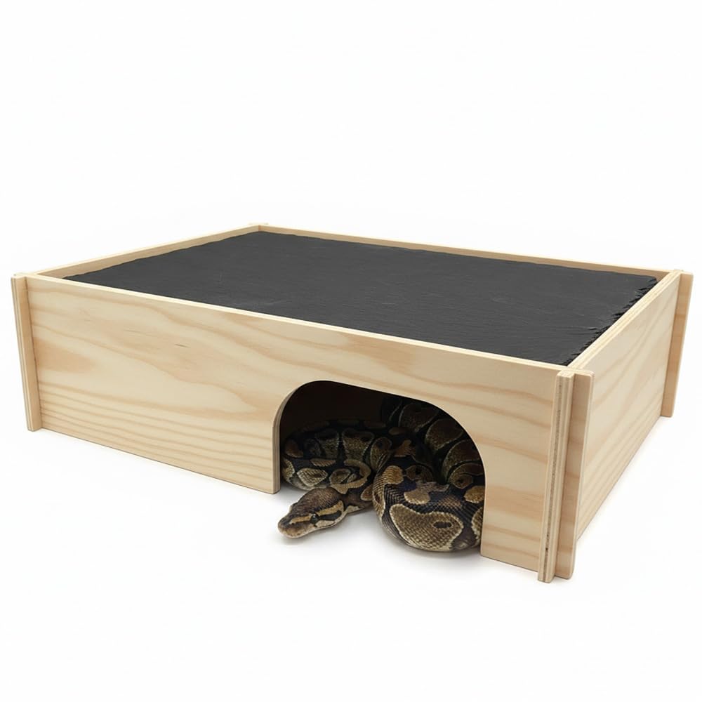 爬虫類　飼育ケース　ケージ　✨　木製　ハンドメイド　ヘビ Amazon | IYOIYA ヘビ シェルター 大 38x28x11 爬虫類 隠れ家 飼育