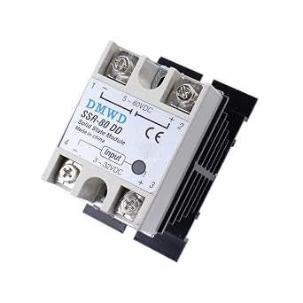 SSR-80DD Solid State Relay DC to DC Input 3-32V DC Output 5-60V DC with Heat Sink, 80A