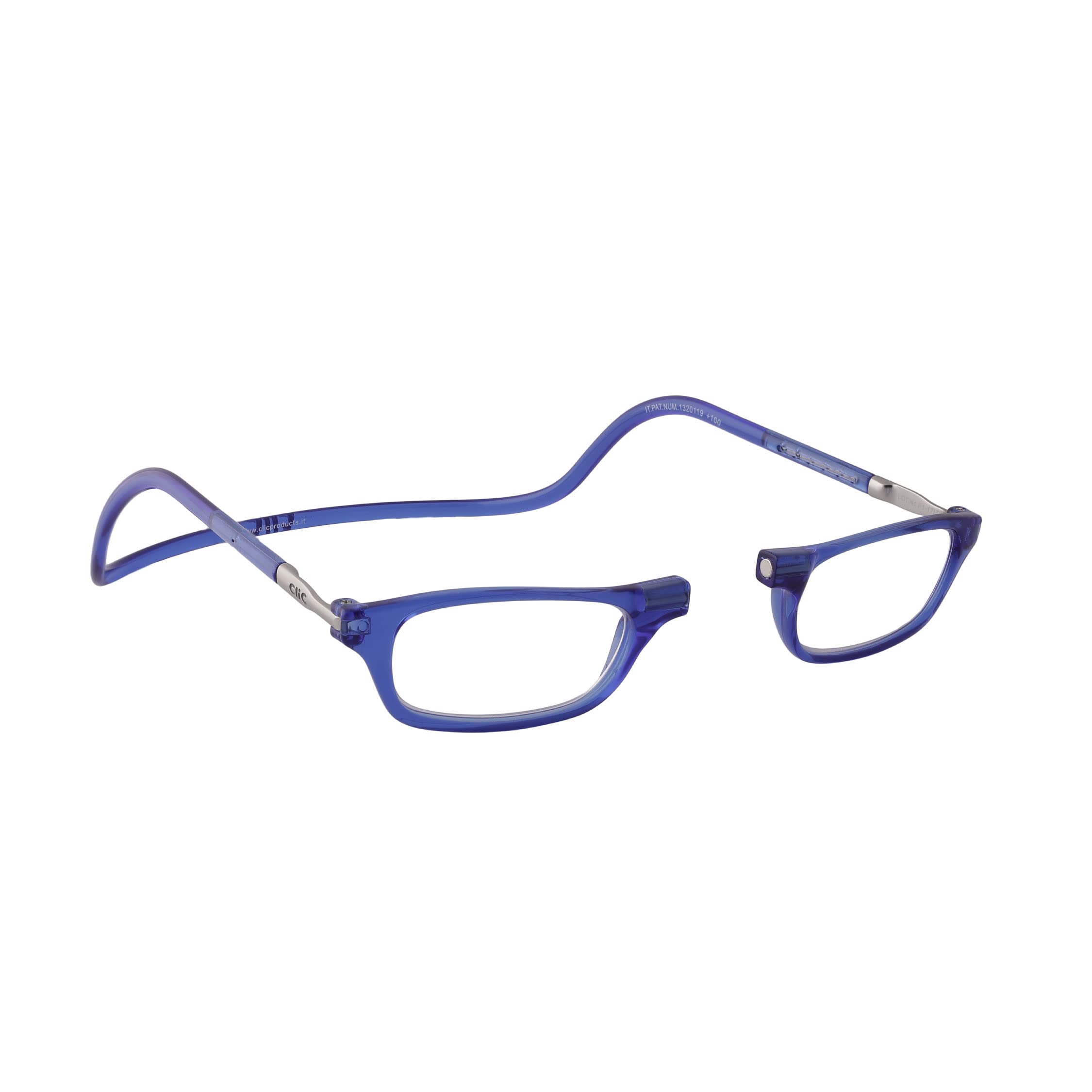 CliC Eyewear Reading Glasses Original | Flexible Magnetic Reading Glasses for Women & Men | Small (Blue, 2.0)