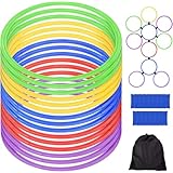 Jessfar スピードリング 38cm 15本セット 練習リングフラット トレーニング サッカートレーニング用品 スビード養成 ドリブル練習サッカー ステップスピードリング 俊敏性を鍛える アジリティ 部活動練習 陸上 競技 野球 ケンケンパ 5色 収納袋付き