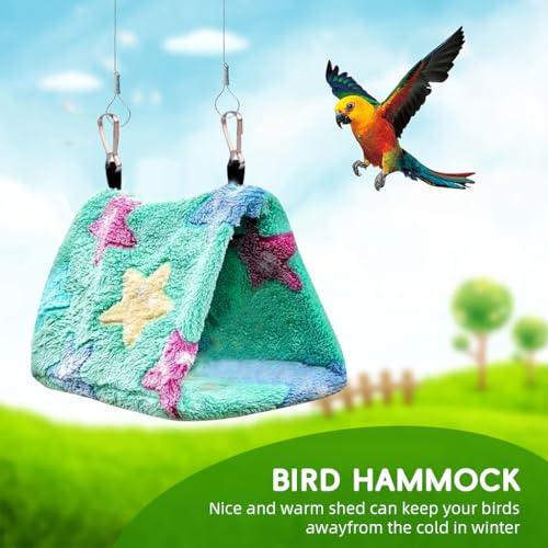 Image of Qpets Hanging Bird Hammock Bird House for Cage, Plush Bird Nest with Removable Liner for Lovebirds, Budgies, Cockatiels & Small Birds (17x12x13cm)