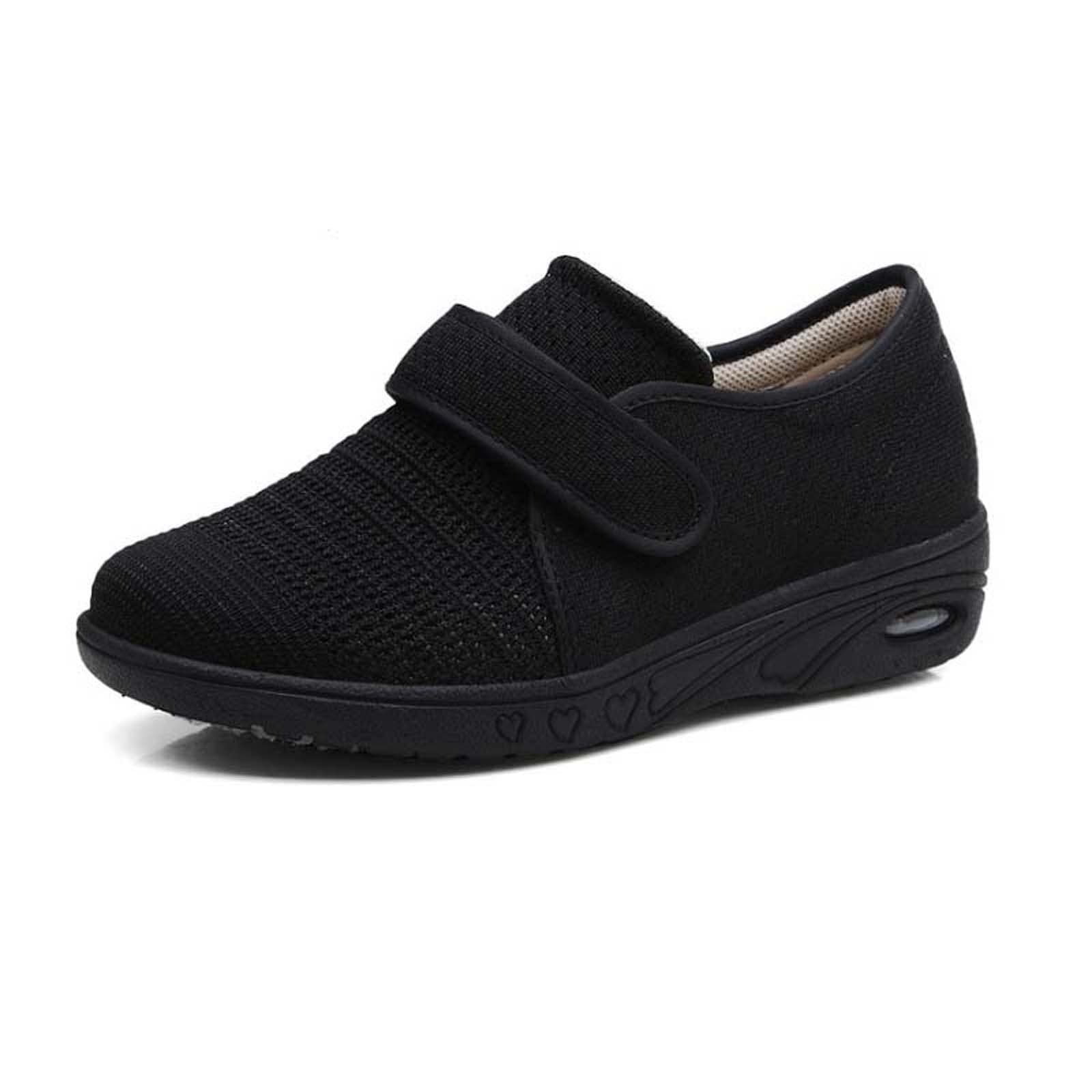 Extra brede pantoffels voor gezwollen voeten Dames, heren diabetische pantoffel Dames brede artritis oedeem gezwollen wandelschoenen(Zwart,40.5EU