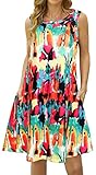Summer Casual Tshirt Dresses for Women Swing Sun Dress Beach Swimsuit Cover Ups with Pockets...