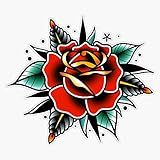 EB Store Traditional Old School Tattoo Rose Vinyl Waterproof Sticker Decal Car Laptop Wall Window Bumper Sticker 5in, EBSTORE-STICKERS-988