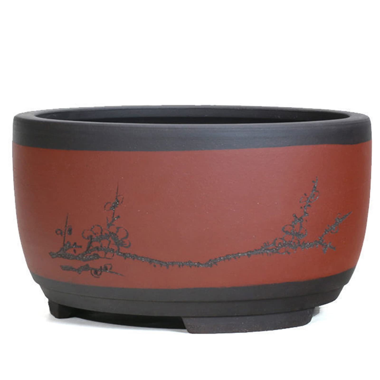 Grand pot de fleurs rond en céramique NaoSin-Ni style tambour chinois pour bonsaï