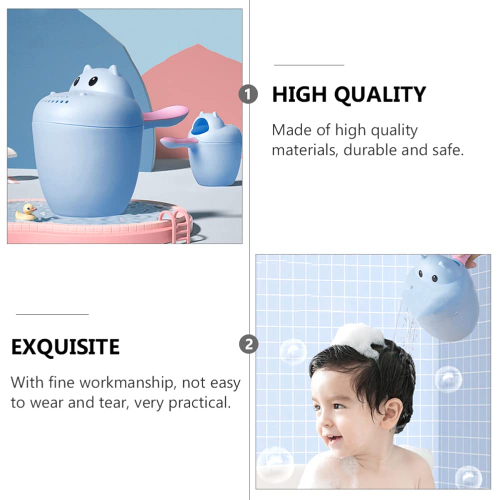 Katutude Baby Bath Rinse Cup - Shampoo Rinser Wash Cup Hair Washing Jug Water Scoop Bathroom Accessories for Newborn Baby Toddlers Shower, 7cm x 14cm / Blue