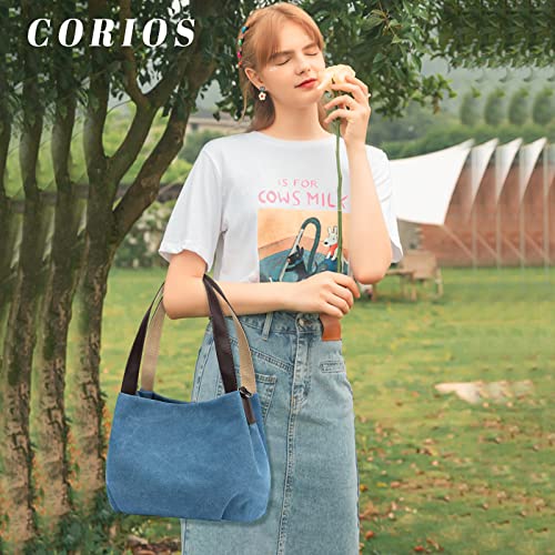 Image of CORIOS Women Underarm Bag Canvas Handbag Ladies Top Handle Bag Casual Clutch Tote Bag