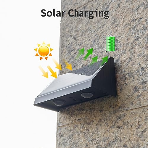 YOHAYO Luces Solares para Jardín Lámparas Solares para Decoración de Exteriores Impermeable IP54 Luz de Escalera Luz de Pared para Valla Terraza Escalones Patio Sendero Blanco Cálido 2 pcs - imagen 2