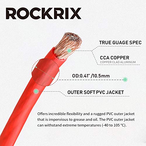 Rockrix 4 Gauge Red 25Ft Amplifier Amp Power/Ground Wire Soft Touch Cable #TOP1