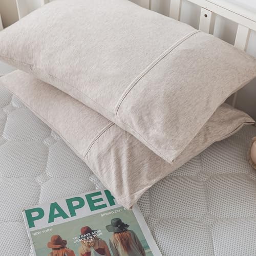 Image of Household Cotton Jersey Knit Pillowcases, Soft and Breathable Travel Pillow Cases with Envelope Closure, 13 inch x 18 inch 2 Pack (Pure Light Coffee)