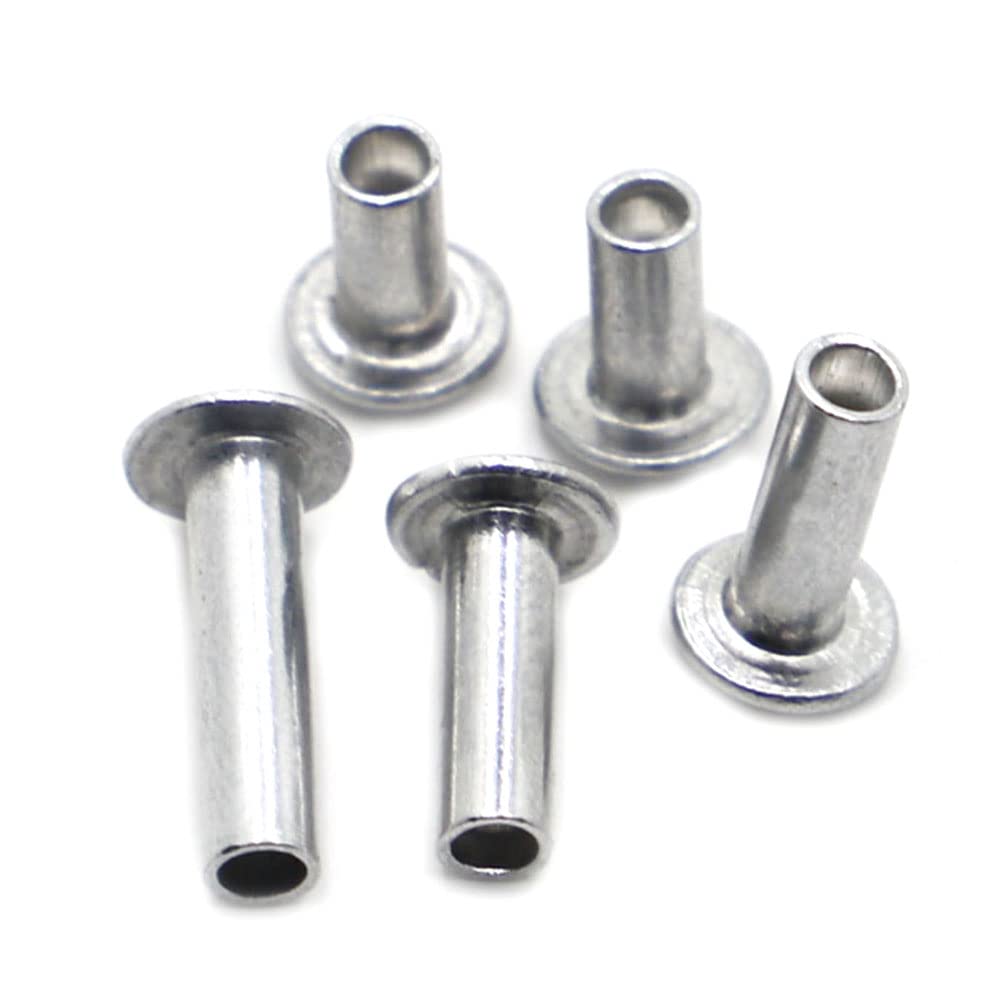 Chicago Binding Screws Assorted Kit – M2 To M6 Aluminum Semi-Hollow Rivets, Round Flat & Truss Heads, 50pcs Per Size, For DIY Crafts, Leather, Bags & Document Binding