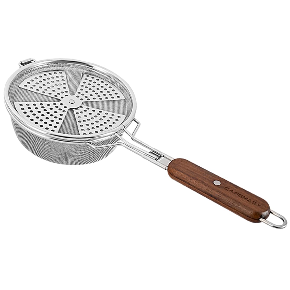 CAFEMASY Coffee Bean Roaster Tool for Home Use and Outdoor Camping Hiking Coffee Bean Baking Handy Stainless Steel Coffee Roasting Mesh Pan with Wooden Handle