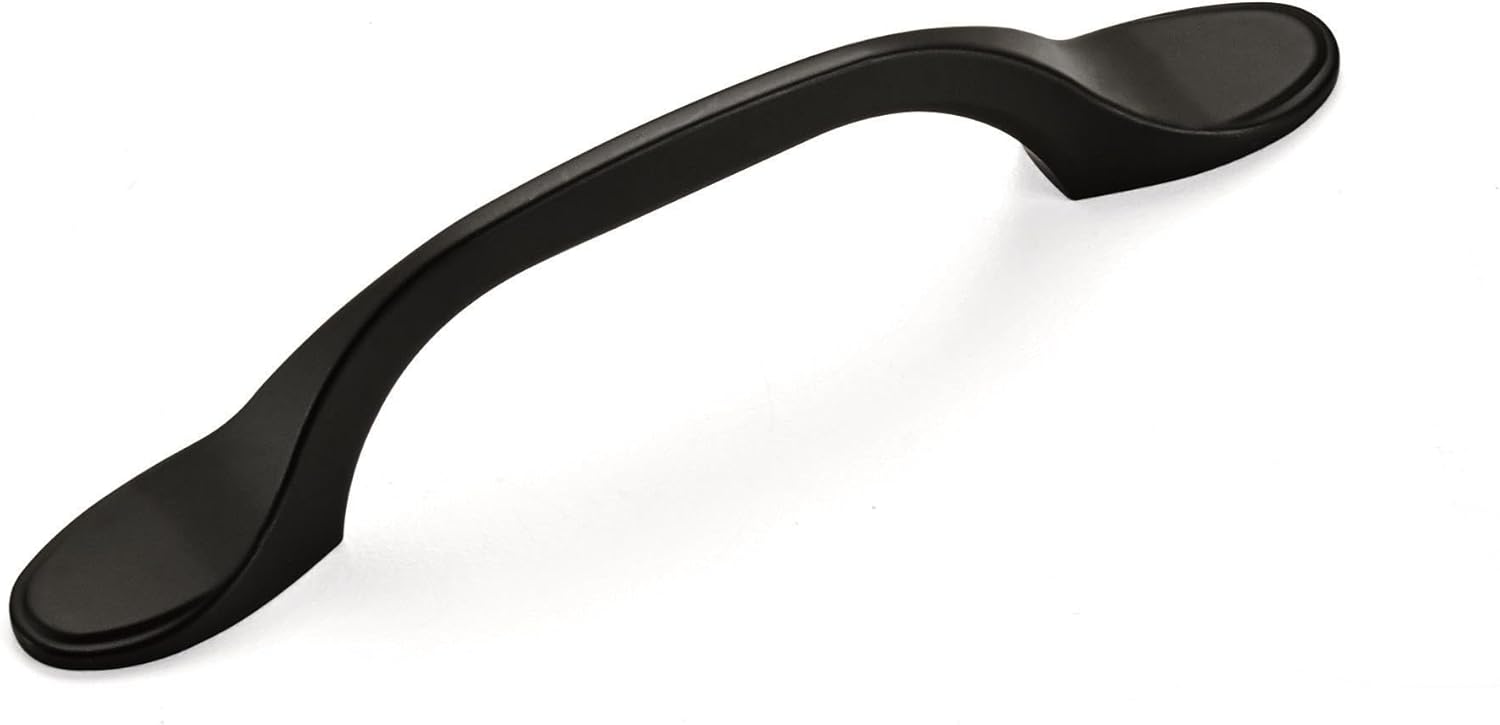 Amerock Ravino Matte Black Cabinet Pull - 3in (76mm) Center-to-Center Drawer Handle, Transitional Style Hardware BP21935FB