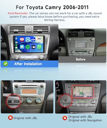 Image of Podofo 8 Core 4+64G Android Car Radio Stereo for Toyota Camry 2006-2011 with Wireless Carplay Android Auto, 9 Inch IPS Touch Screen, Android 13 GPS WiFi Bluetooth 32-Band DSP HD Backup Camera