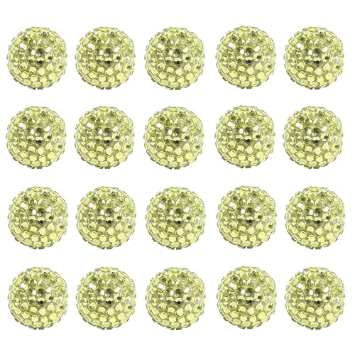 Carporay 20mm Rhinestone Beads for Pens, 20pcs Chunky Large Spacer Bead for DIY Pens Phone Chain Keychain Candy Sparkle Bling Ball Beads Bulk(Olive Green)