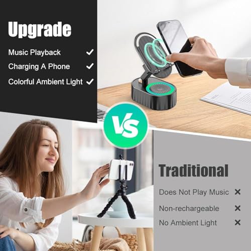 Wireless Induction Audio Bluetooth Speaker, 5-in-1 New Phone Holder Bluetooth Audio Power Bank Bracket with Anti-Slip Base, 300° Rotating Folding Lifting Charging Holder for Tablet Phone (Black) Wireless Induction Audio Bluetooth Speaker, 5-in-1 New Phone Holder Bluetooth Audio Power Bank Bracket with Anti-Slip Base, 300° Rotating Folding Lifting Charging Holder for Tablet Phone (Black)
