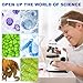 Microscope for Adults and Kids, Science School Laboratory Home Education Biology, 40-2000X High Definition,Easy to Operate,with Phone Holder 10 Specimen Slides 100 Coverslips and Bag for Student