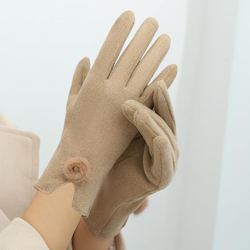mippo mastyle® women's knit gloves double layer thermal windproof cycling khaki for party wedding