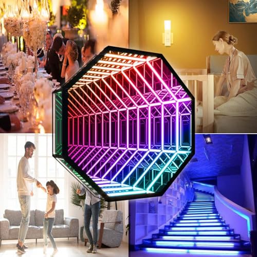 Wybyyds Led Infinity Mirror Night Light Led 3D Mirror Tunnel Light thumb #7