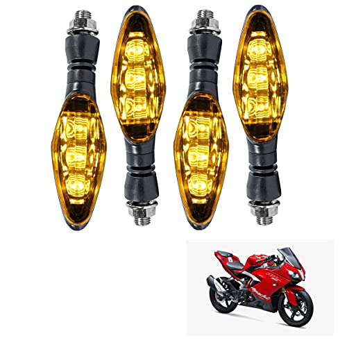 Image of Universal Motorcycle Bright LED Amber Turn Signal Light Indicator Brake Lamps For TVS Apache RR310 (4.Pcs Amber Color Indicator)