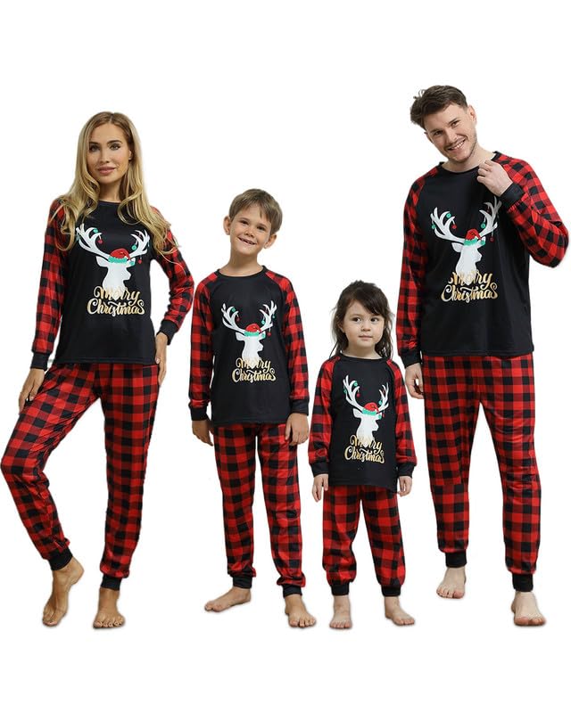 Weihnachtspyjama Familie Set, Weihnachts Pyjama Family Set Elch, Witzige Rentier Weihnachts Schlafanzug Familie,Hirsche Christmas Pyjama Family Set...