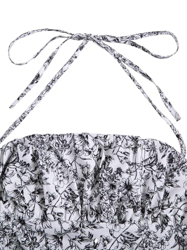 Image of Floerns Women's Floral Halter Ruffle Tiered Cute Summer Mini Dress Milkmaid Vacation Sundress