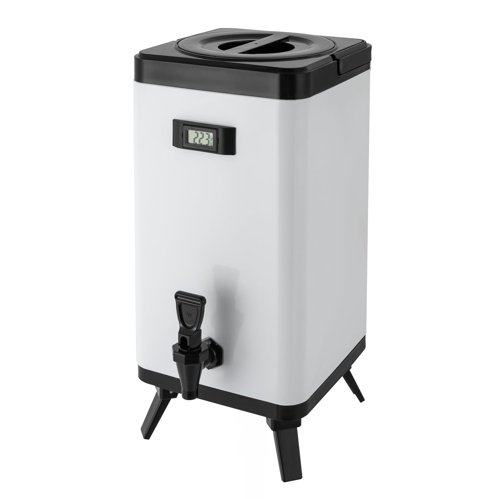 DYNAMI 12L/ 3.17gal Insulated Beverage Dispenser,Cold and Hot Drink Dispenser with Thermometer&Faucet with Strainer,304 Stainless Steel Drink Server with Handles,for Hot Tea&Coffee,Cold Milk,Juice