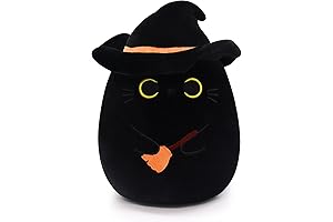 Soft and Spooky: Black Cat Plush Toy and Halloween Pillow