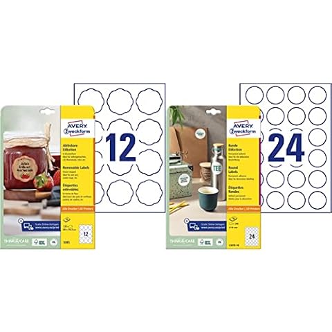 AVERY Zweckform Marmeladenetiketten Art. 5085 10 Blatt weiß & Runde Etiketten L3415-10 weiß Cover