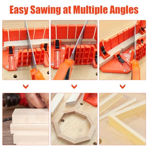 GAESHOW Säge Gehrungslade, Kunststoff Gehrungslade, Gehrungslehre Schneidwerkzeug, 14 Zoll mit Klemme Hardware Werkzeug Handsäge für Architektonische Arbeiten, Holzschneiden und Handwerker
