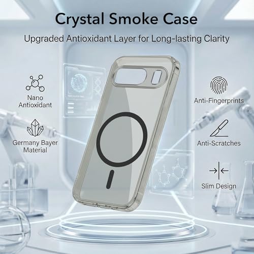 Image of Jkobi Lifetime Anti-Yellow MagSafe Compatible Clear Back Cover Case for Google Pixel 9 (Sleek Hard Crystal | Shockproof and Camera Protection)