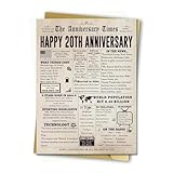 VvOoOvV Jumbo 20th Anniversary Cards Gifts for Wife Husband Couple, Vintage 20th Wedding Anniversary Card for Him Her, Sweet 20 Year Anniversary Decorations for Women Men