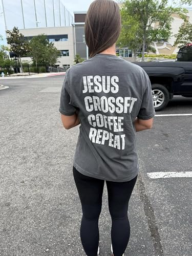 Jesus Crossfit Coffee Repeat Shirt - Christian Gym Tee, Back Print Workout Tshirt, Gym Girl Top2