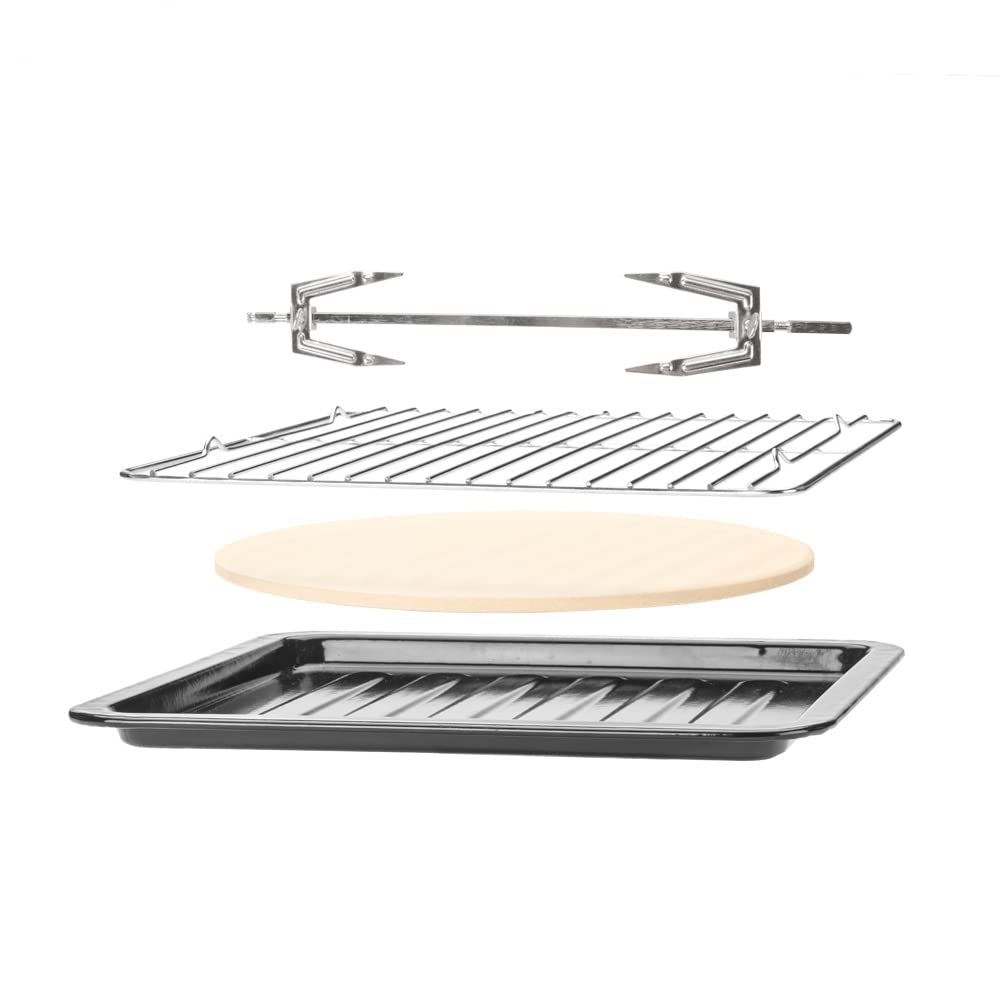 GASTROBACK Design Mini-Backofen Bake & Grill - Minibackofen mit Umluft, 26 L, 5 Funktionen bei 30°C - 230°C, Cool Touch Gehäuse - 30 cm Ø Pizzastein, Backblech, Grillrost und Grillspieß