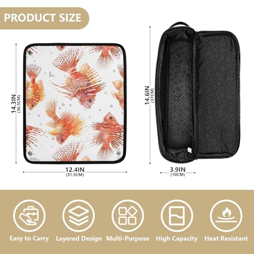 Bolsa de Viaje para Herramientas Capilares Aesthetic Red Lionfish con Alfombrilla Resistente al Calor para Planchas y Rizadoras miniatura 4
