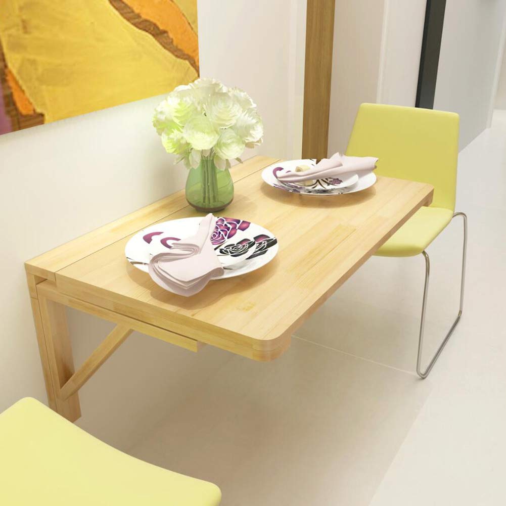 ASerZenith Wall-Mounted Table Desk Wall-Mounted Drop-Leaf Folding Table Bedroom Computer Desk Kitchen Dining Table Pine 60 * 50Cm