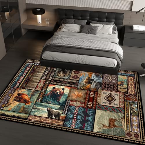Tapete decorativo marrón con diseño oso 218x157 cm miniatura 6