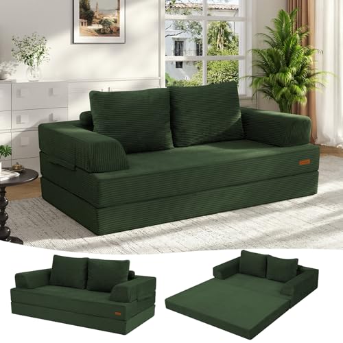 COMAX Convertible Sofa Bed, Folding Floor Couch Corduroy Fold Out Couch Bed Futon Sleeper Mattress...