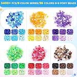 Funtopia 3400 Pcs en vrac de perles de poney colorées, 36 Couleurs perles Kandi pour la fabrication de bracelets et de bijoux, perles de cheveux arc-en-ciel pour tresses, DIY Artisanat, Chaînes clés et Décorations d'ornement