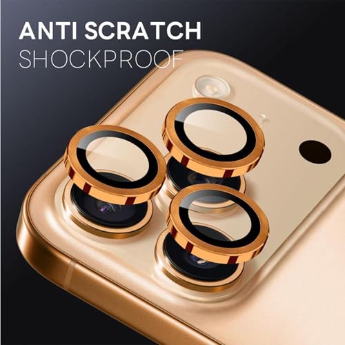 Image of amazon basics Camera Glass Lens Protector Ring for iPhone 17 Pro Case Friendly with Edge to Edge Coverage and Easy Installation (Orange)