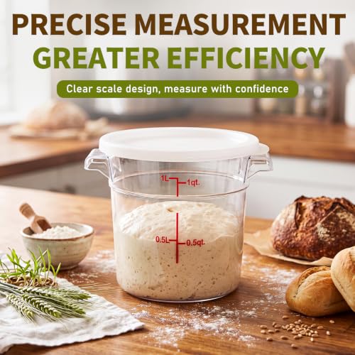 Image of Ziliny 1 Pcs 1 Qt Dough Proofing Container with Lid and Red Scale, White